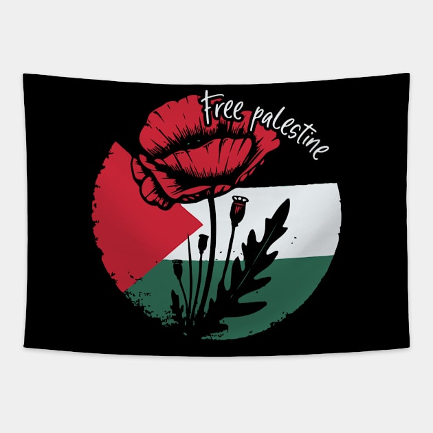 Free Palestine - Retro Palestine Flag Tapestry by Trendsdk