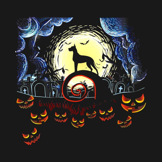 Disover Great Dane Dog And Moon Funny Halloween Costume - Great Dane Halloween - T-Shirt