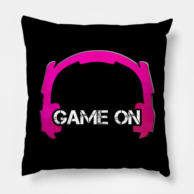 Headphones - Gamer - Graphic Gaming - Video Game Lover - Pink Pillow by MaystarUniverse