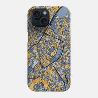 Brussels Map Pattern in Blue & Gold Phone Case