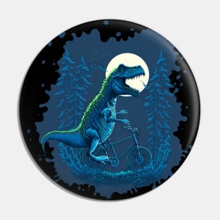 Dinosaur lover cyclist under the moon in forest Pin