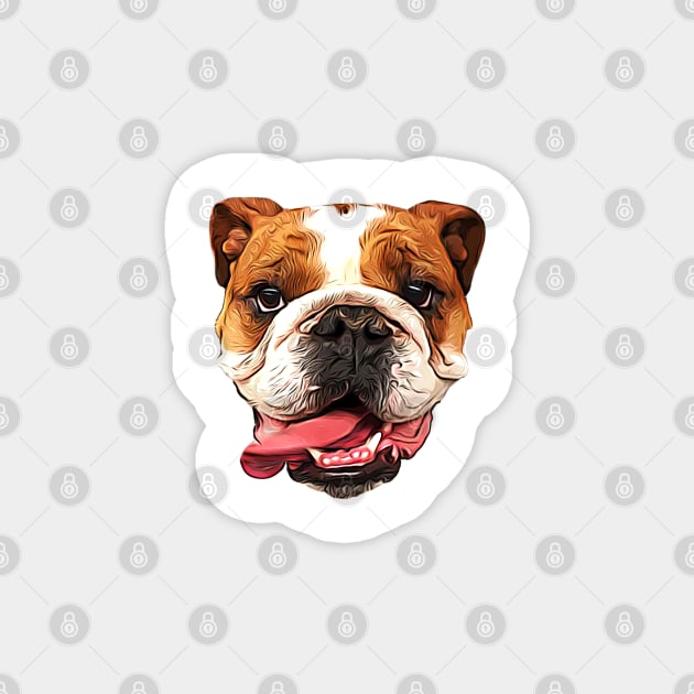 Bulldog Cartoon Art Puppy Dog Head Magnet by ElegantCat