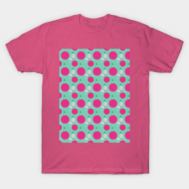 MOD Bubbles Mint Magenta Pink Polka Dots Modern Print - Mint Magenta Mod  Bubbles - T-Shirt