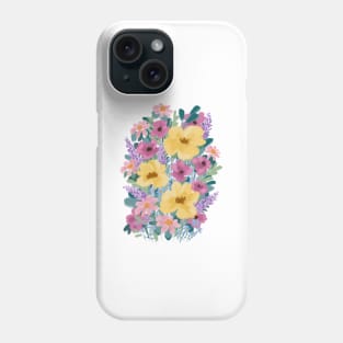 Pink, Yellow And Purple Abstract Wild Flowers Illustration Phone Case