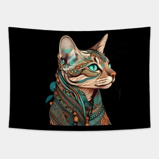 Cool Cat Boho Vintage - Colorful Cat Kitten Lover Tapestry