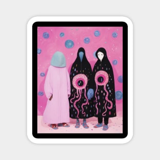 Weird Pink Ghoul Art - Unusual Weirdcore  Illustration Magnet