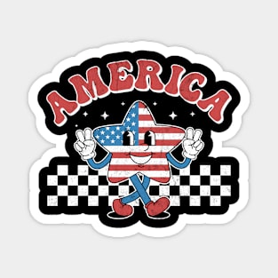 Groovy America vintage American Flag Patriotic 4th of July Magnet