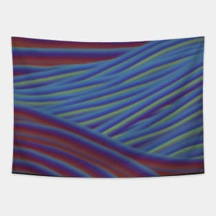Blue, red, purple, and green abstract hills landscape pattern, made by EndlessEmporium Tapestry