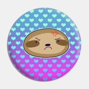 Angry Sloth Face - Ombre Hearts Pin