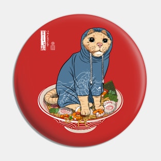 Japanese cat on ramen Pin