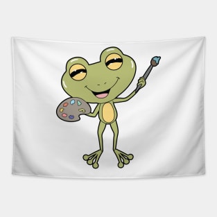 Frog at Painting with Brush & Paint Tapestry