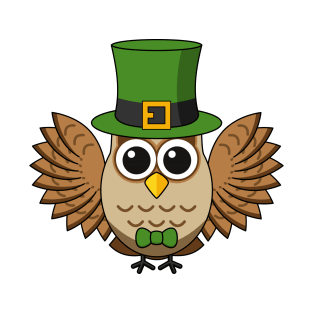 Cute St Patrick's Day Owl Cartoon T-Shirt