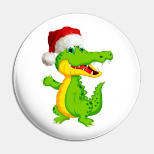 Graphic Style Chistmas Crocodile Pin