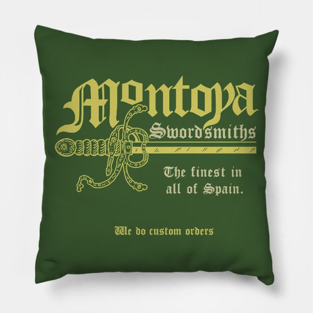 Montoya Sword Company (gold tone text) Pillow by GeekGiftGallery