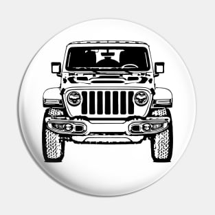 Wrangler Rubicon Front View Sketch Art Pin