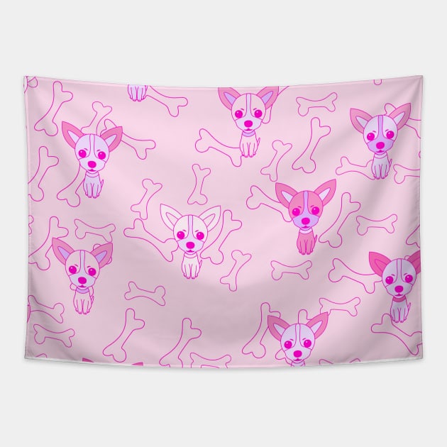 Pink Cute Dogs Fashion Seamless Tapestry by MichelMM