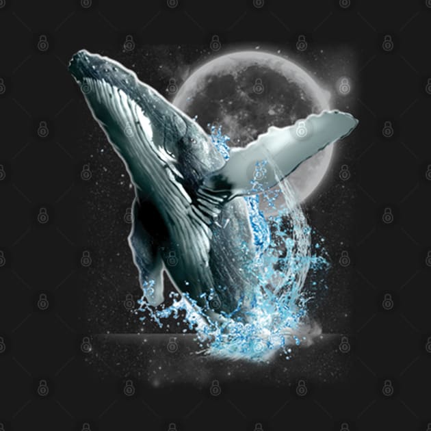 Blue whale dancing in moonlight by KA Creative Design