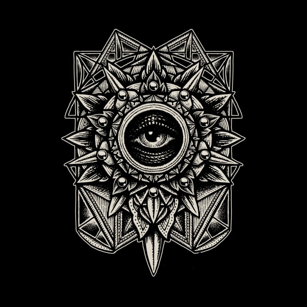 Sacred Geometry Seraphim Star Mandala Black by Roberto Jaras Lira