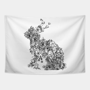 MINIMAL FLORAL RABBIT Tapestry