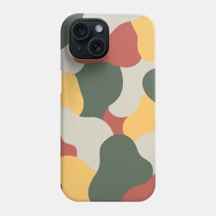 Colourful Blob Abstract Pattern in Light Red Dark Green Yellow and Gray Phone Case