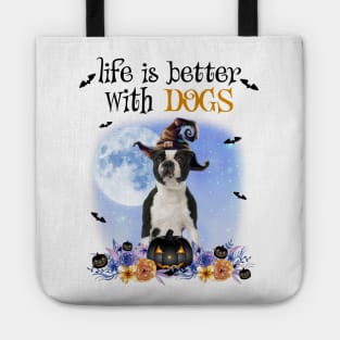 cWitch Hat Life Is Better With Dogs Halloween Tote