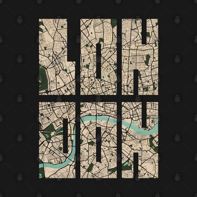 London, England City Map Typography - Vintage by deMAP Studio