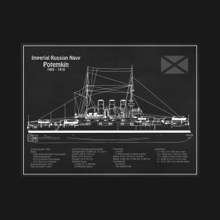 Potemkin battleship plans - Imperial Russian Navy - PD T-Shirt