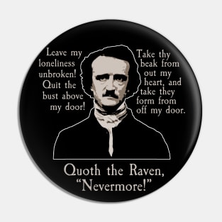 Edgar Allan Poe The Raven Poem for Horror Fans Pin