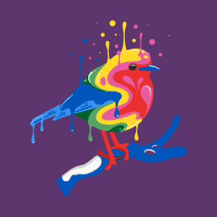 Melting Rainbow Robin T-Shirt