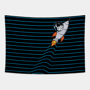 Space man rocket lines Tapestry