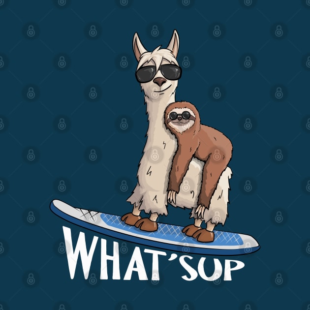 WHAT SUP Hipster Sloth & Llama Pun by SkizzenMonster