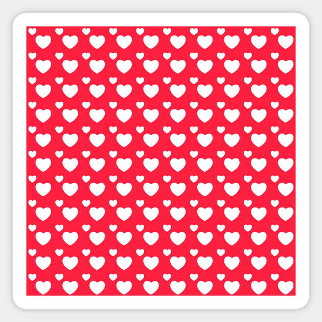 Sticker Red hearts on white background. 