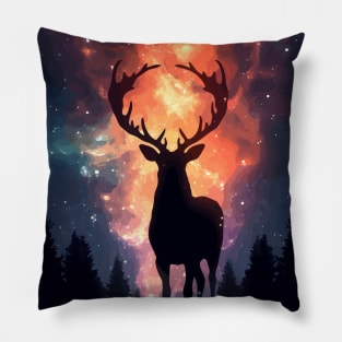 Nature Deer and Galaxy Cosmos Pillow