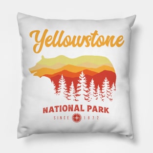 Yellowstone National Park Grizzly Bear Vintage Pillow