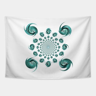 Blue Dance Kaleidoscope Floral Spirals Folk Stylised Ornament Tapestry