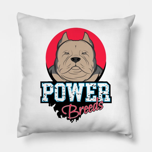 American Bully Fawn Power Breeds Pillow by VISUALUV