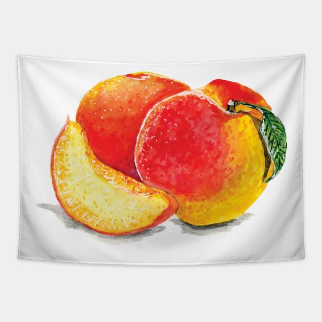 Watercolor Peaches Tapestry by mpflies2