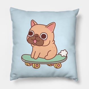 Cute French Bulldog Farting On Skateboard Funny Pillow
