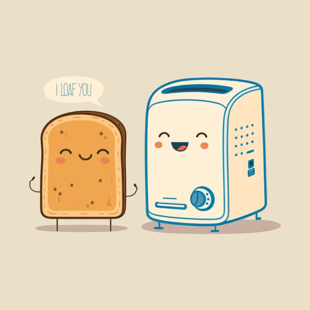 I Loaf You - Cute Bread and Toaster by My Geeky Tees - T-Shirt Designs