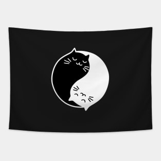 Yin Yang Cats black Tapestry