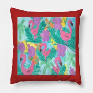 Flamingo Paradise Print Pillow