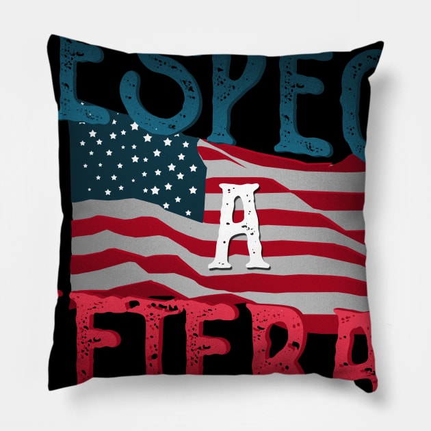 Respect A Veteran Retro American Flag Veteran design Pillow by merchlovers