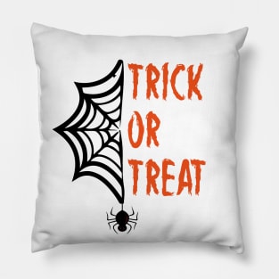 trick or treat design with spider web Pillow