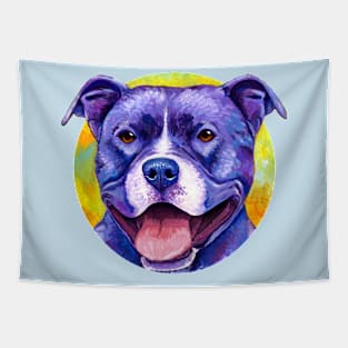 Peppy Purple Pitbull Terrier Dog Tapestry