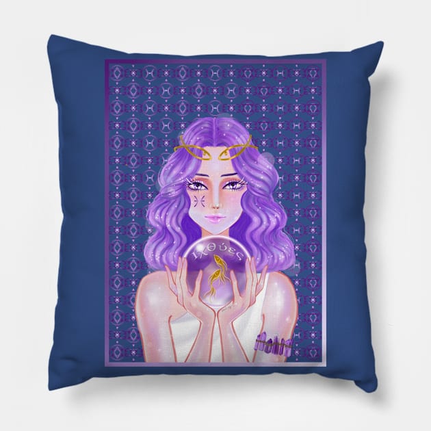 Pisces Amethyst Pillow by amadeuxway