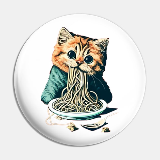 CAT EATING SPAGHETTI Pin by TheABStore