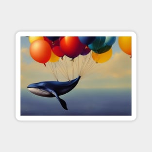 Big Blue Whale and air balloons Magnet