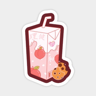 Kawaii japanese strawberry milk and cookies Magnet