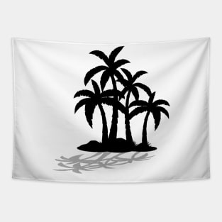 Minimal Black Palm Tree Design Tapestry