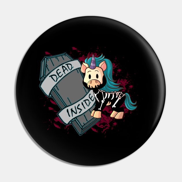 Knarf the Unicorn - Dead Inside - Kawaii Cute Goth Pin by Wanderer Bat